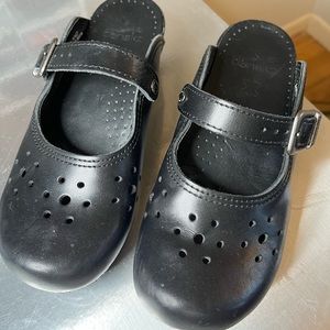 Dansko Mary Jane clogs. Black leather